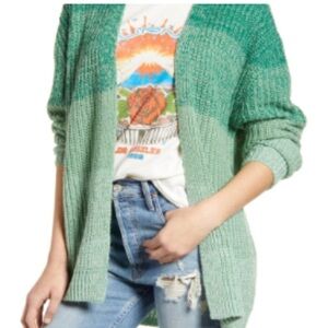 BP women’s GREEN OMBRÉ cardigan sweater open front oversized small